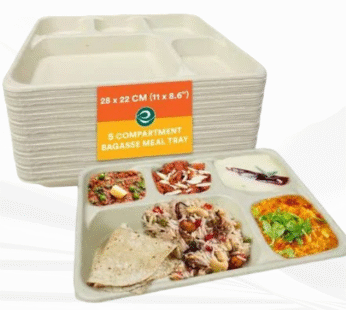 5-Compartment Disposable Small Meal Tray | Compostable Bagasse Plates